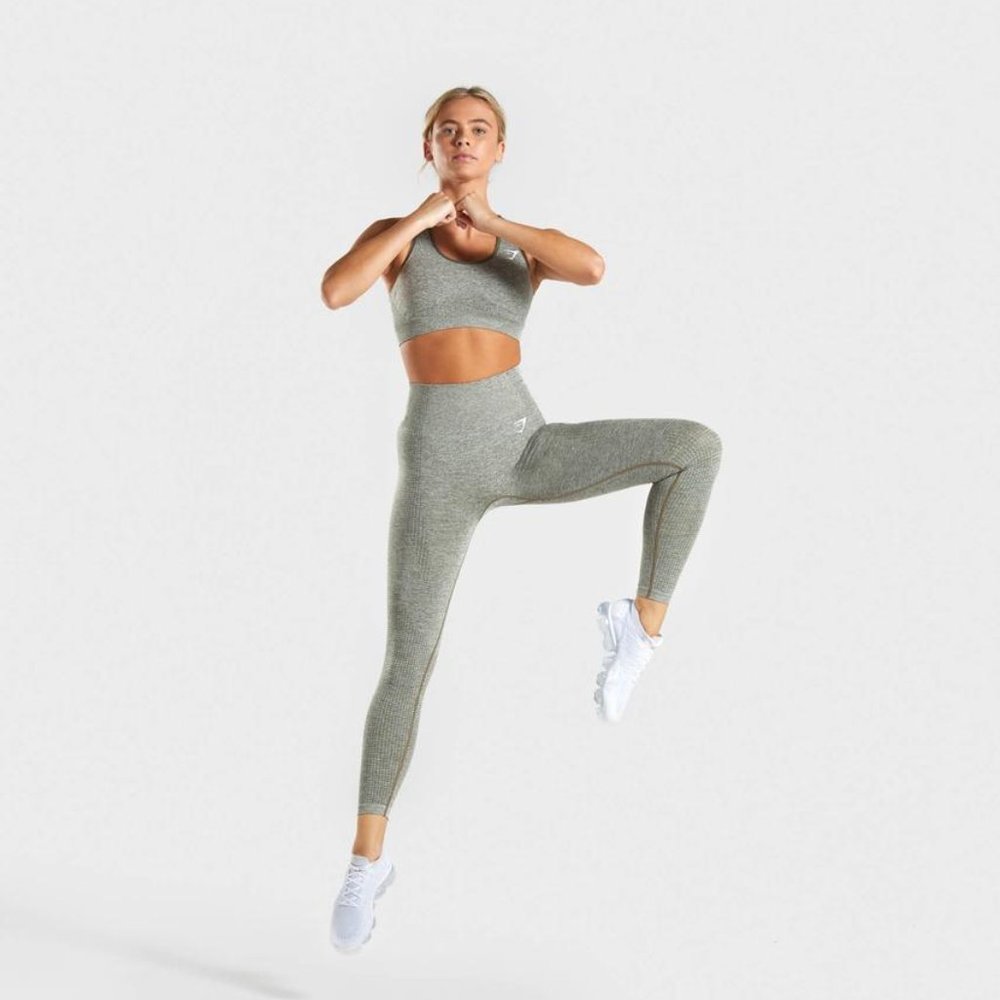 Gymshark Khaki Marl Small Vital Seamless Leggings